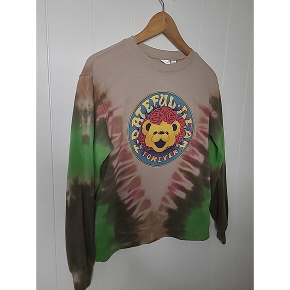Grateful Dead Women's Crewneck Sweatshirt Forever Bear Tie Dye Green Brown Sz XS - Picture 2 of 10